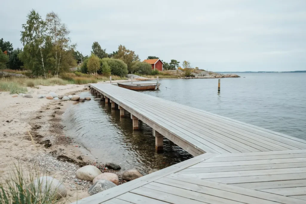 tr brygga och strandbrygga uppf rda i bj rred lomma