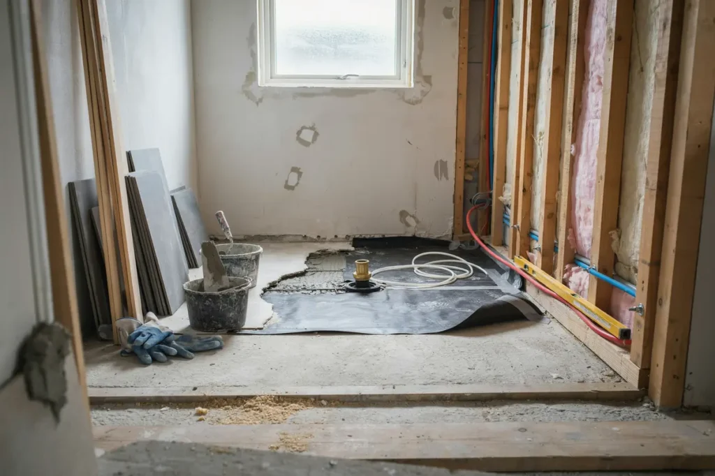 planera badrumsrenovering med flytt av avlopp och vatten